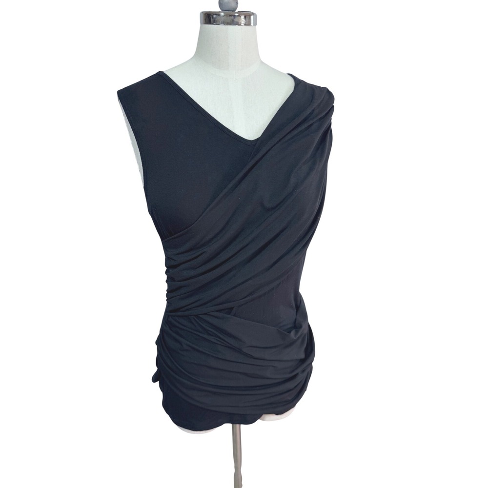 Cabi M Black Tank Top Women's Ruched Drape Sleeveless